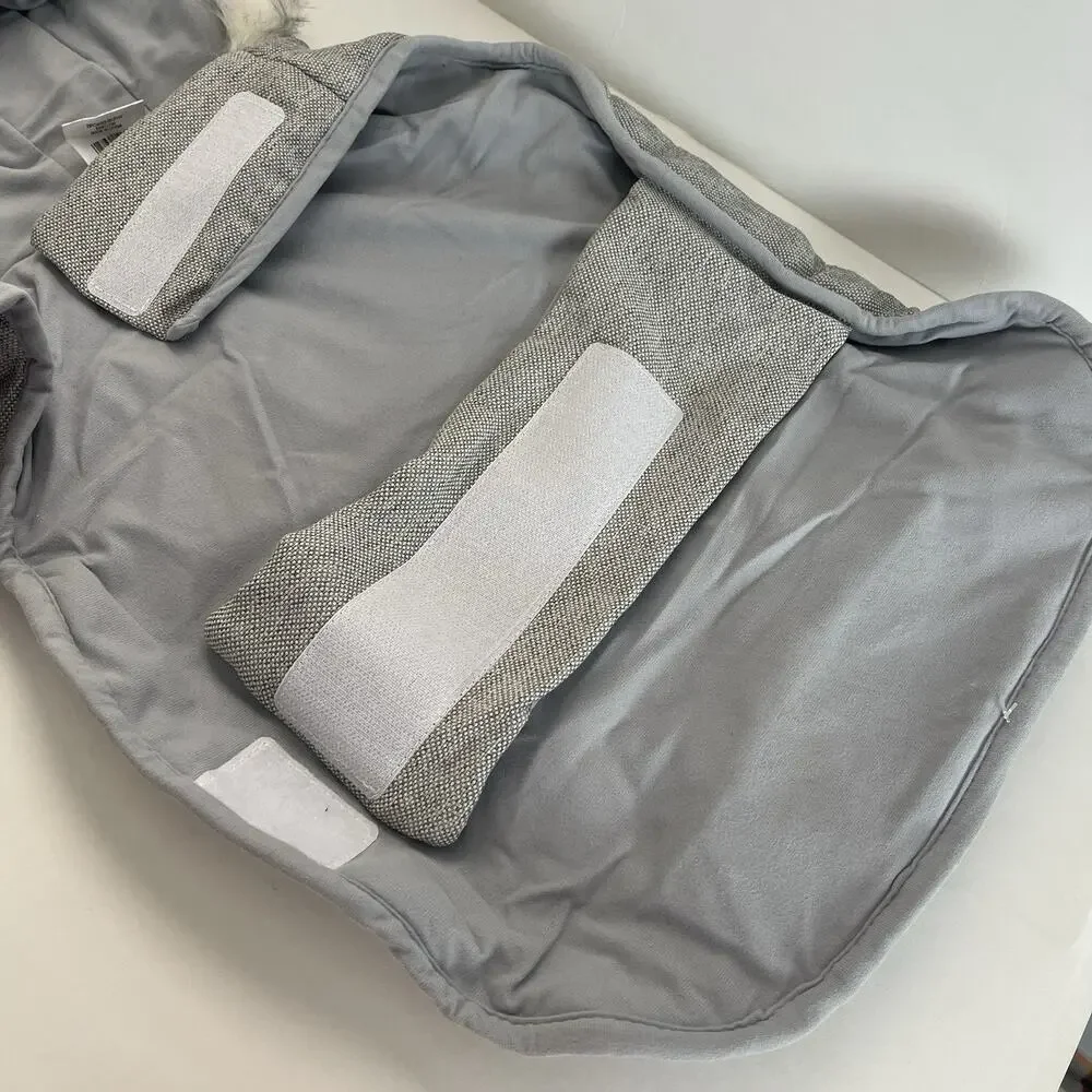 Boots & Barkley Hooded‎ Gray Vest Pet Apparel, Leg Hole Snaps Dog Puffer, Medium